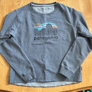 Patagonia Women Fitz Roy Boulders Uprisal Crew Sweatshirt Grey Medium